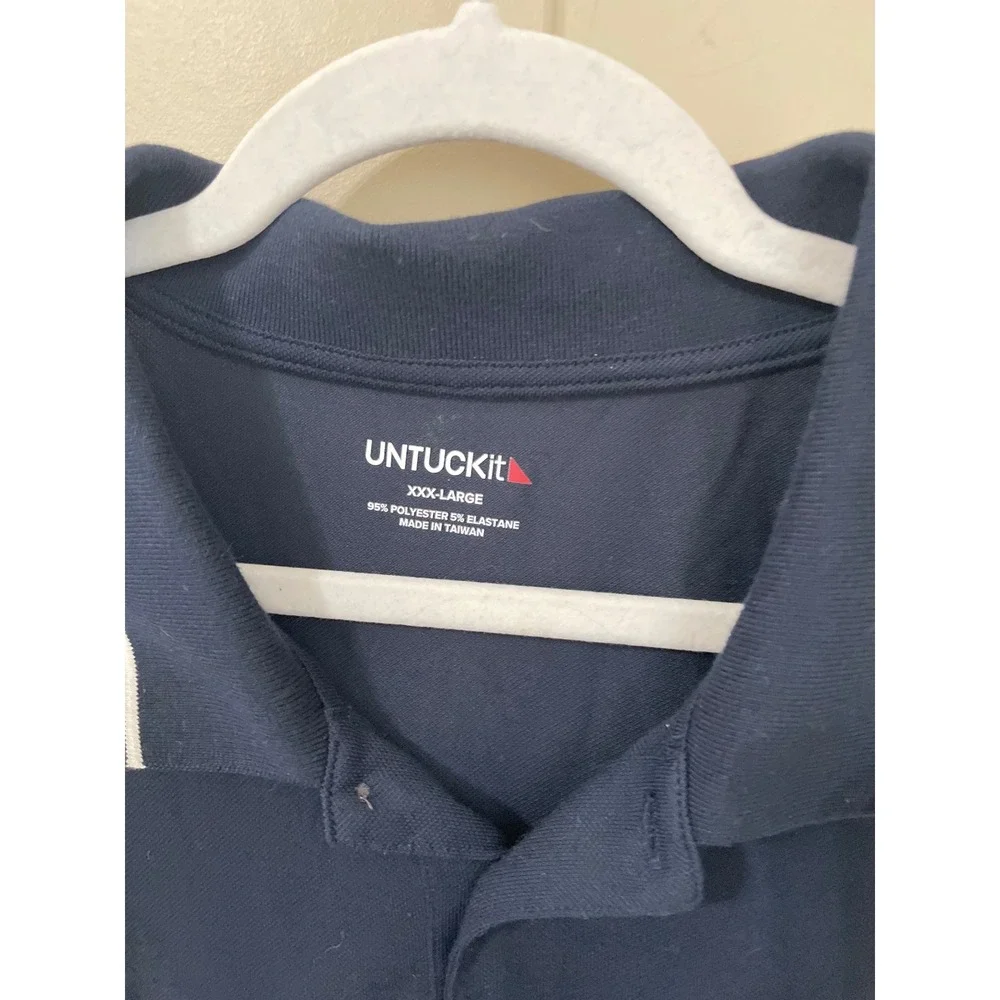 UNTUCKit Caesar Long Sleeve Polo Shirt  Mens XXXL Navy Blue Preppy Nautical